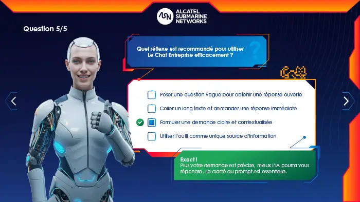 Quizz du module e-learning interactif de ASN IA
